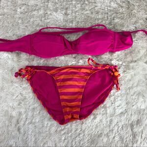 Old Navy Pink Orange Stripe Bikini Sz XS Small